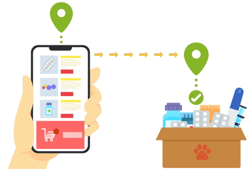 Pet online pharmacy illustration